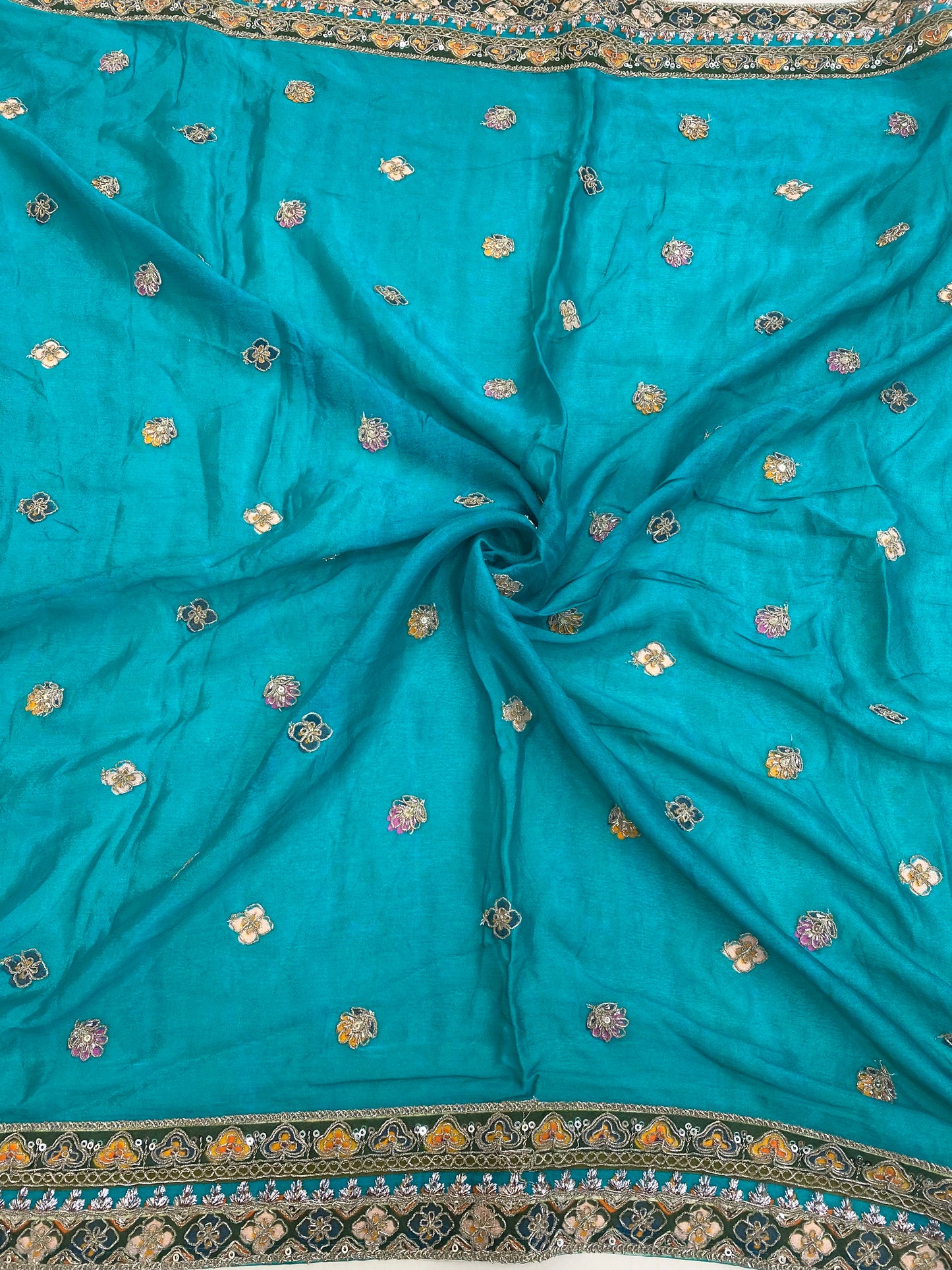 Crepe Position Print Embroidery Lehenga Set