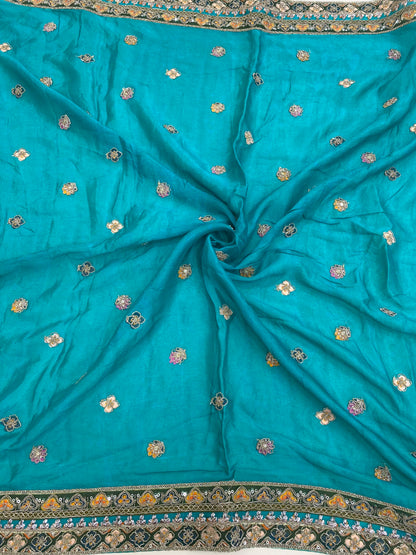 Crepe Position Print Embroidery Lehenga Set