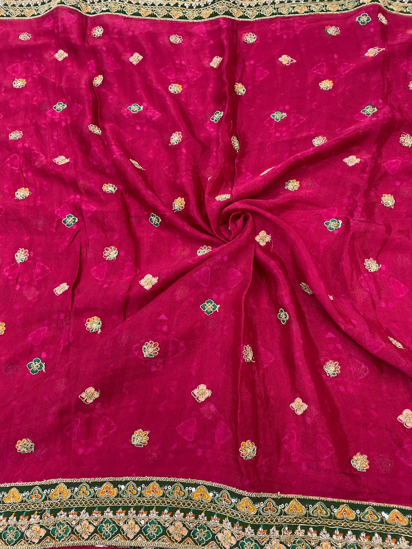 Crepe Position Print Embroidery Lehenga Set