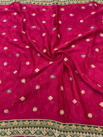 Crepe Position Print Embroidery Lehenga Set