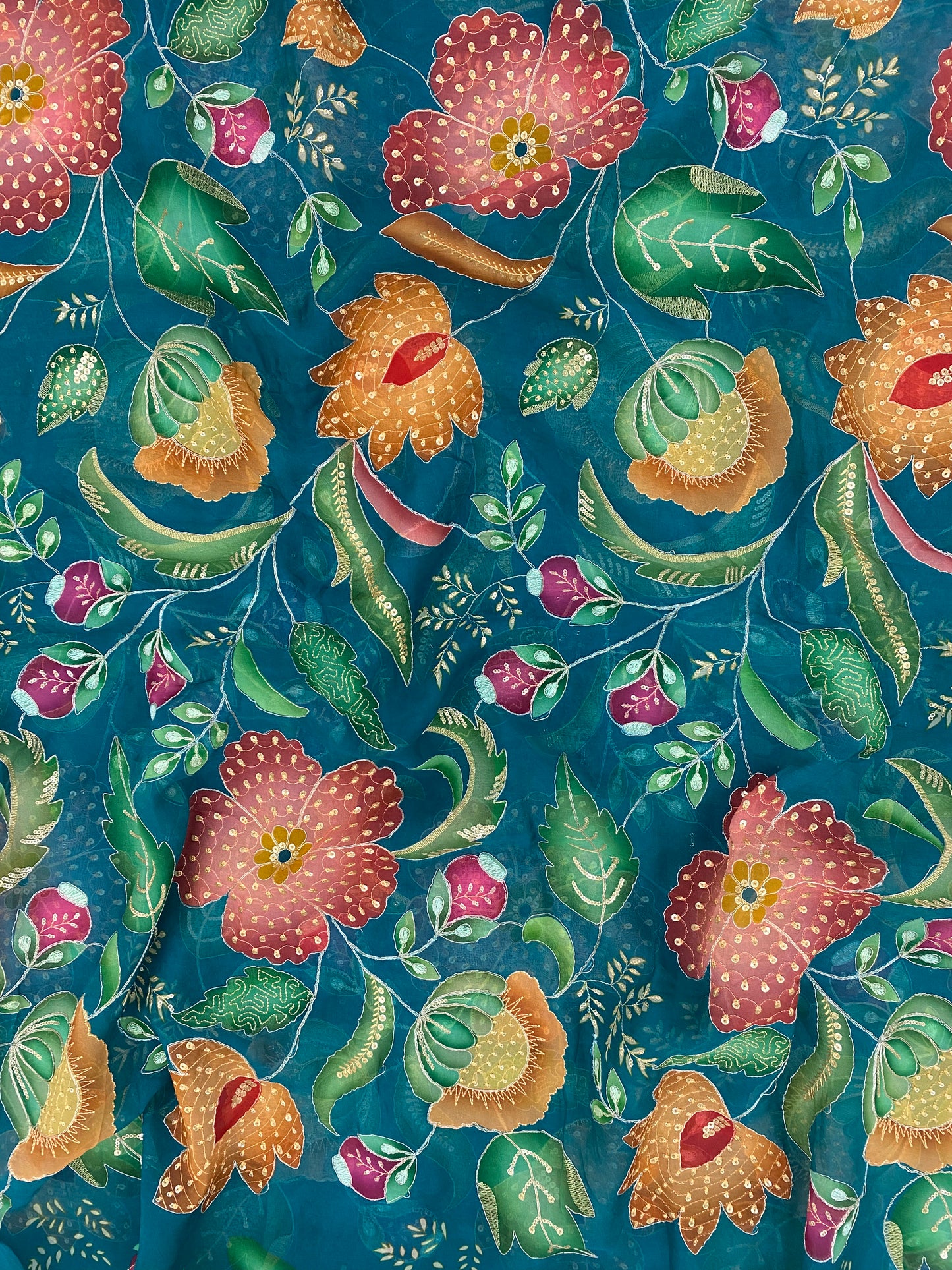 Viscose Organza Embroidery (Color Available)