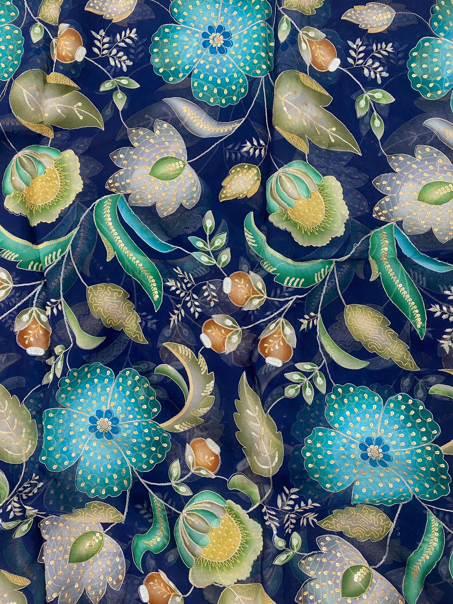 Viscose Organza Embroidery (Color Available)