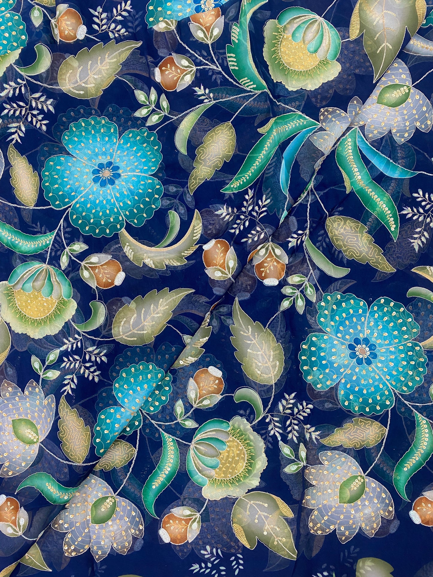 Viscose Organza Embroidery (Color Available)