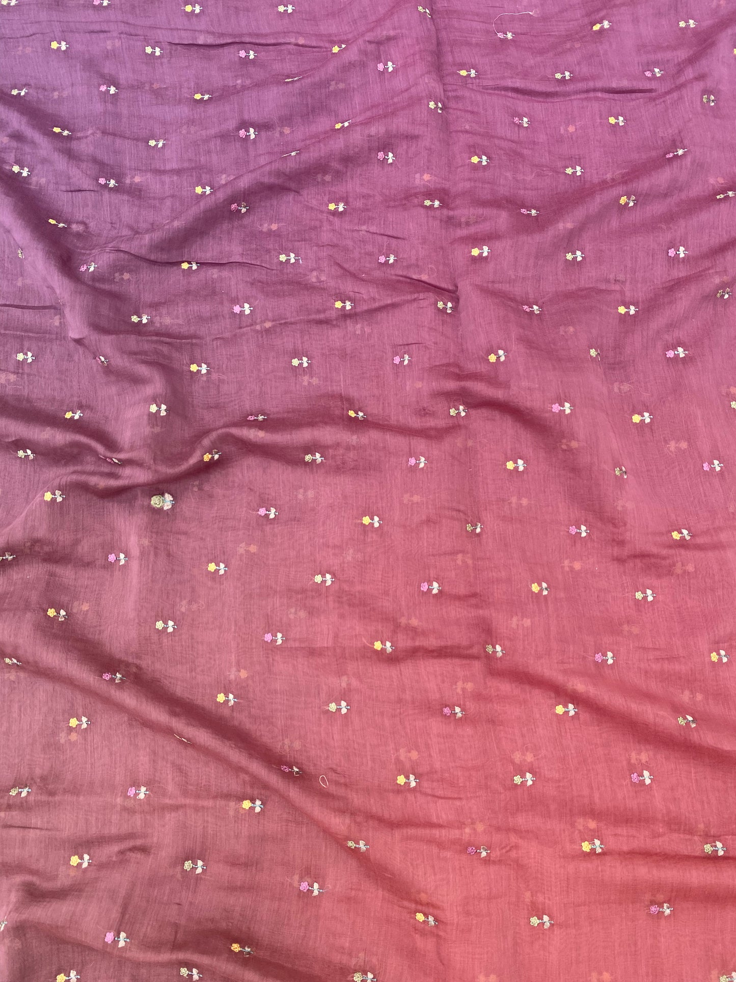 Pure Chanderi 4DColor Thread Embroidery (Color Available) 44"Inch