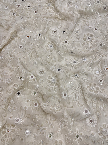 Dyeable Georgette Embroidery Fabric 44"inch