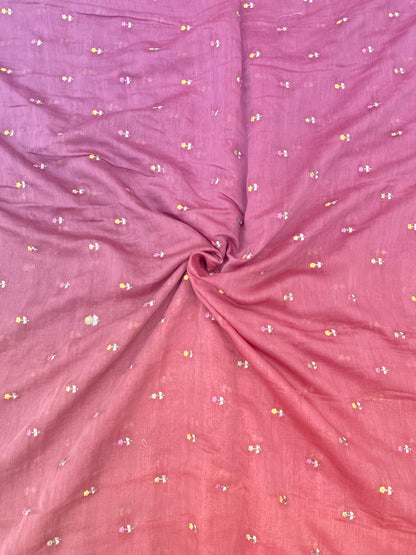 Pure Chanderi 4DColor Thread Embroidery (Color Available) 44"Inch