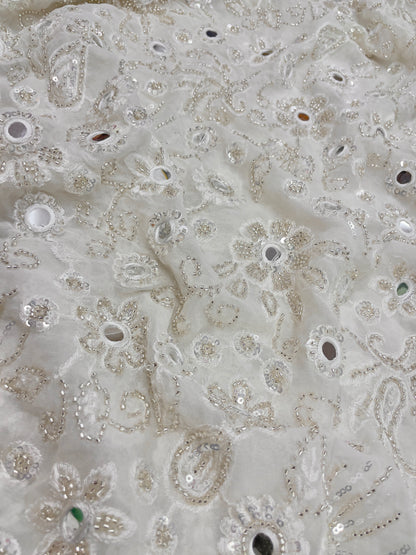 Dyeable Georgette Embroidery Fabric 44"inch