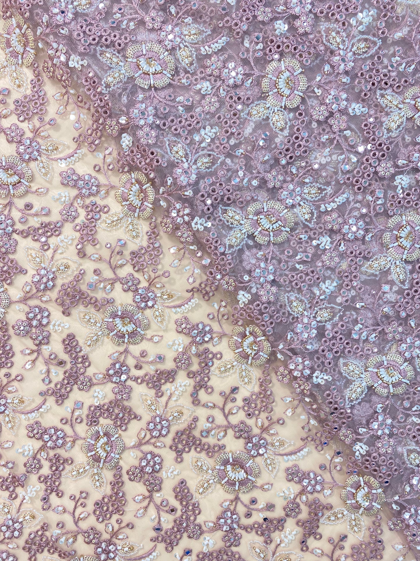 Net CutWork Hand Embroidery (Color Available) 44"Inch