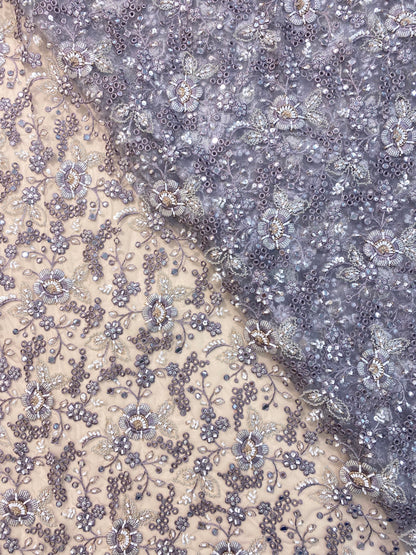 Net CutWork Hand Embroidery (Color Available) 44"Inch