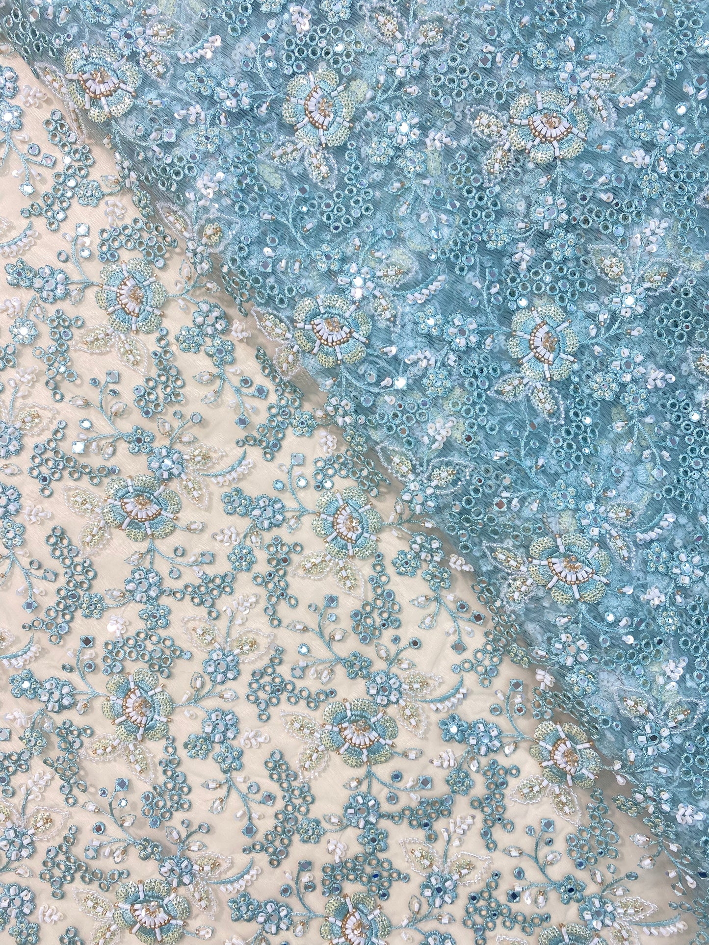 Net CutWork Hand Embroidery (Color Available) 44"Inch