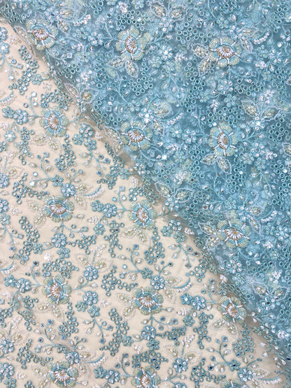 Net CutWork Hand Embroidery (Color Available) 44"Inch