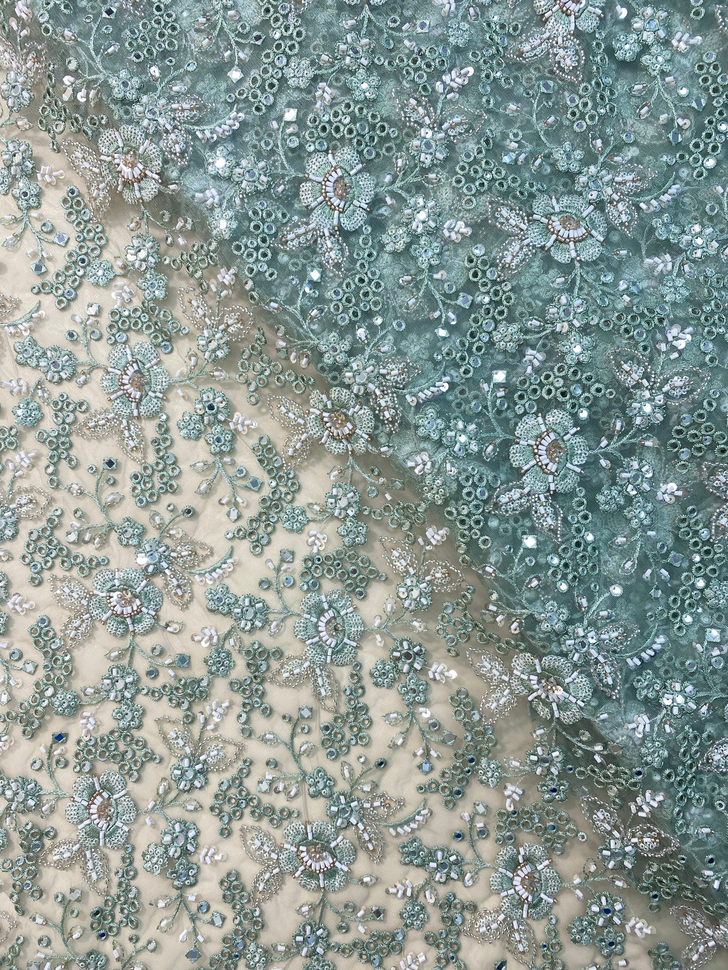 Net CutWork Hand Embroidery (Color Available) 44"Inch