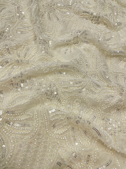 Georgette Embroidery Dyeable 44"inch