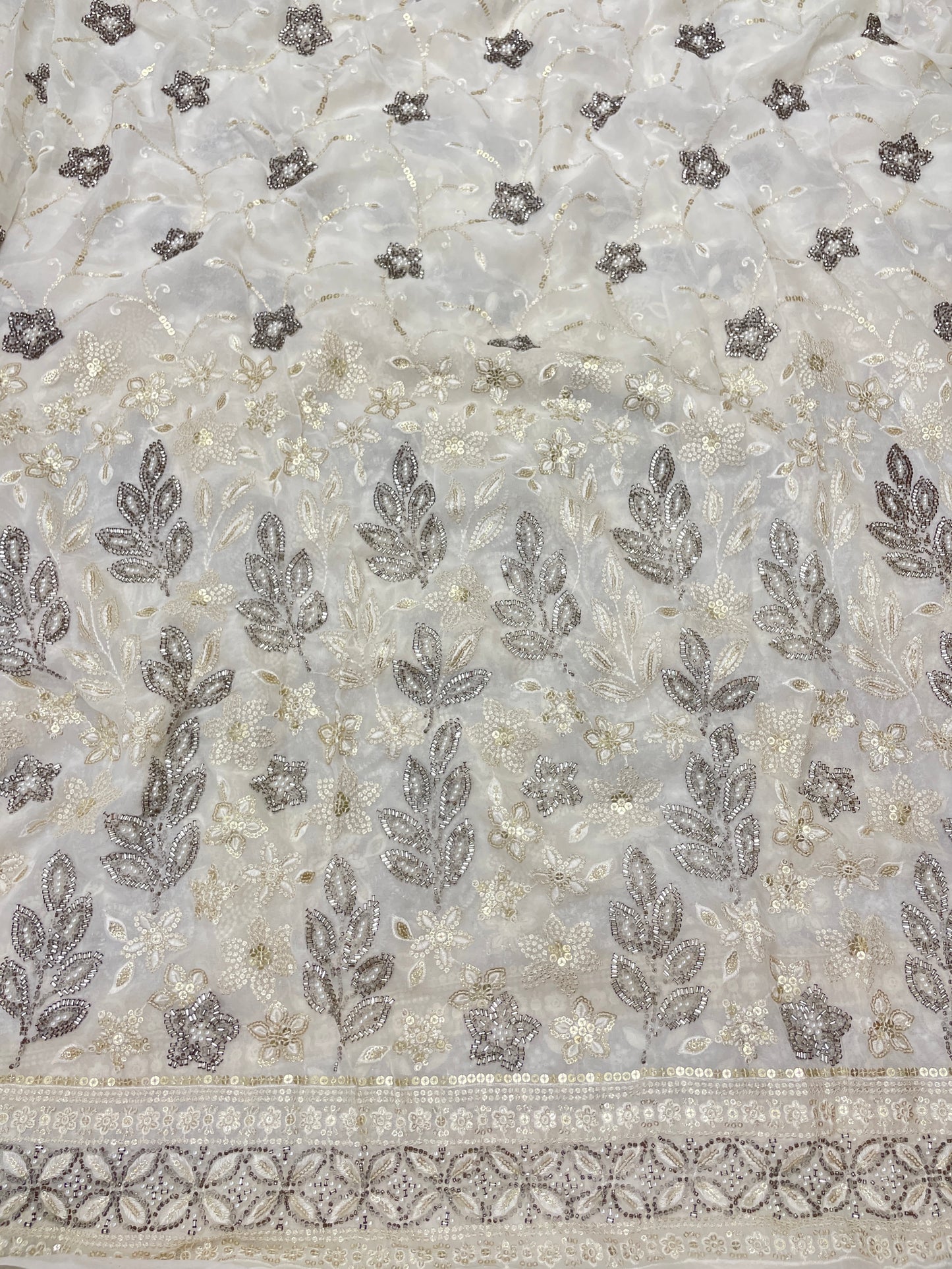 Georgette Pannel Embroidery Dyeable 44"inch