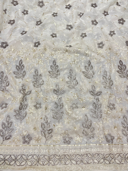 Georgette Pannel Embroidery Dyeable 44"inch