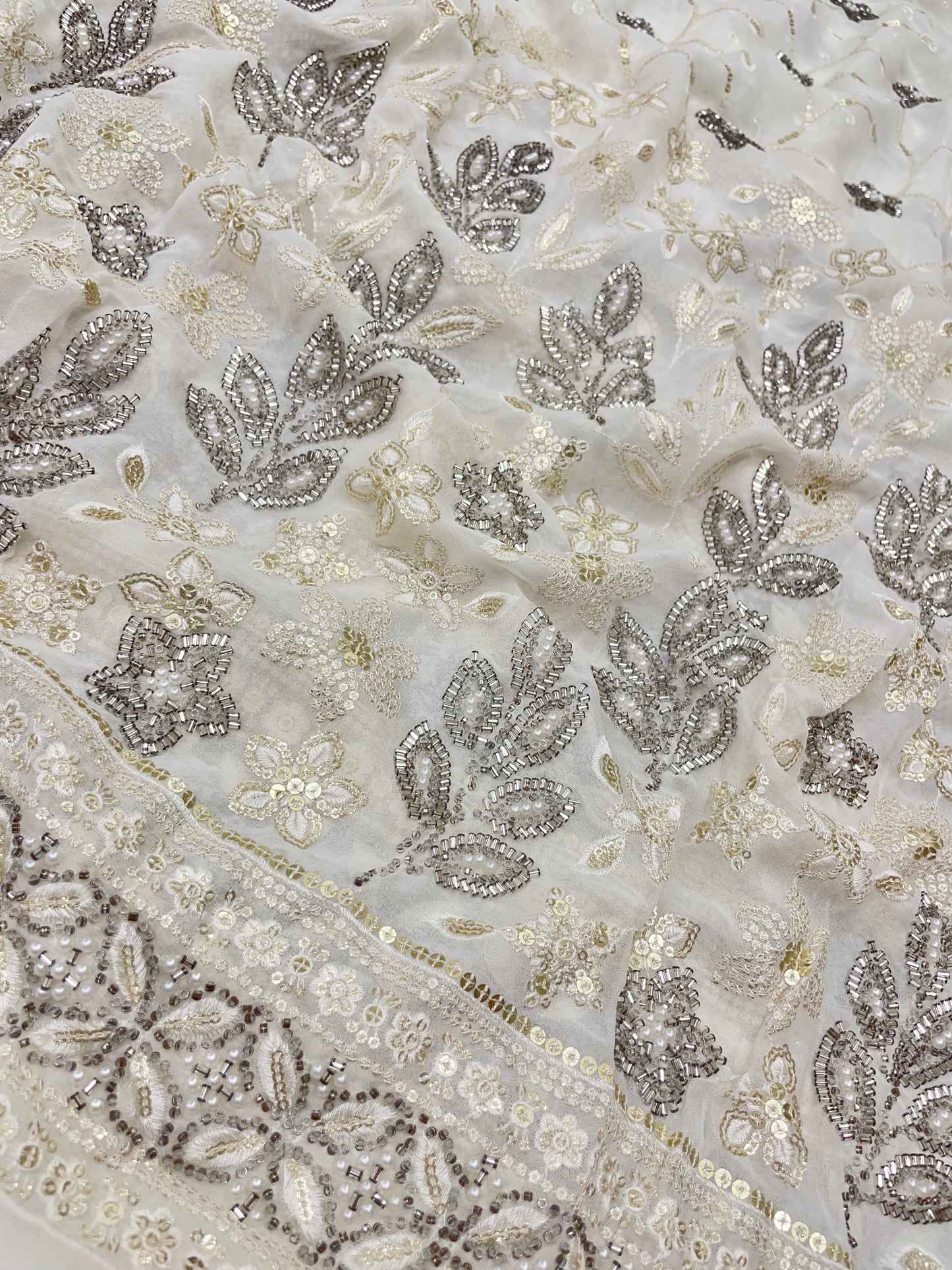 Georgette Pannel Embroidery Dyeable 44"inch