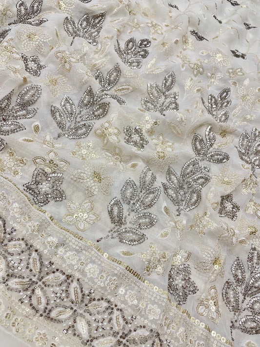 Georgette Pannel Embroidery Dyeable 44"inch