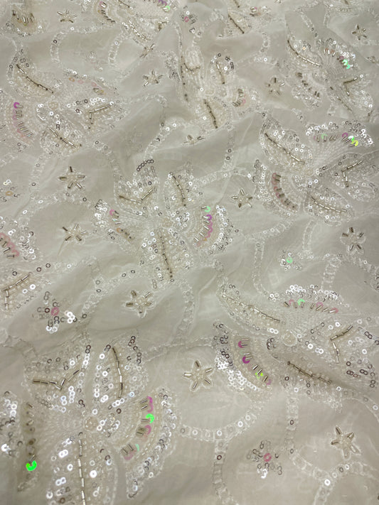 Dyeable Georgette Unique Embroidery Fabric 44"inch