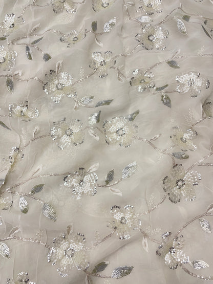 Dyeable Georgette Embroidery Fabric 44"inch
