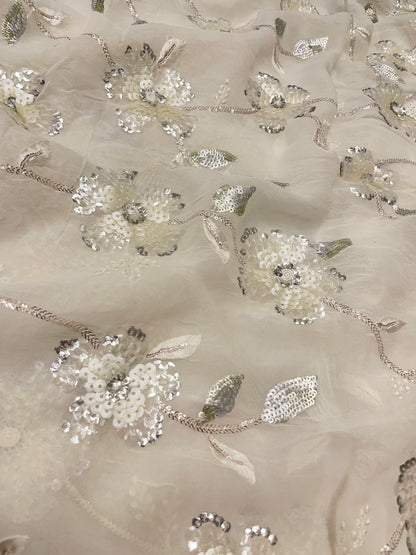 Dyeable Georgette Embroidery Fabric 44"inch