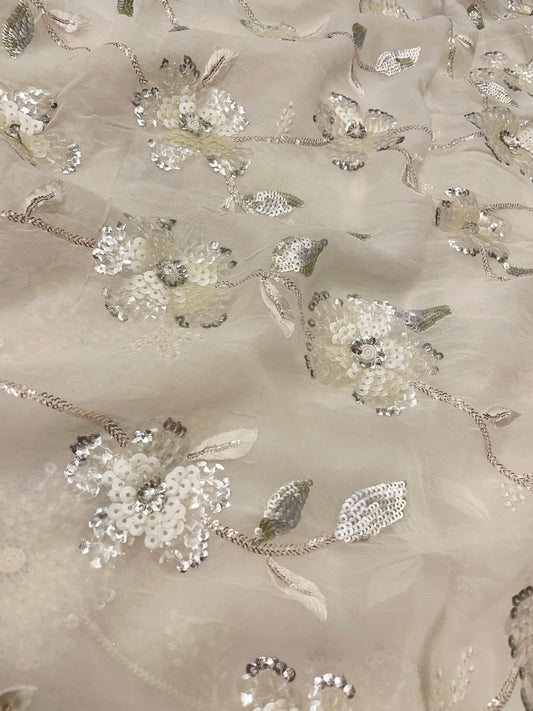 Dyeable Georgette Embroidery Fabric 44"inch