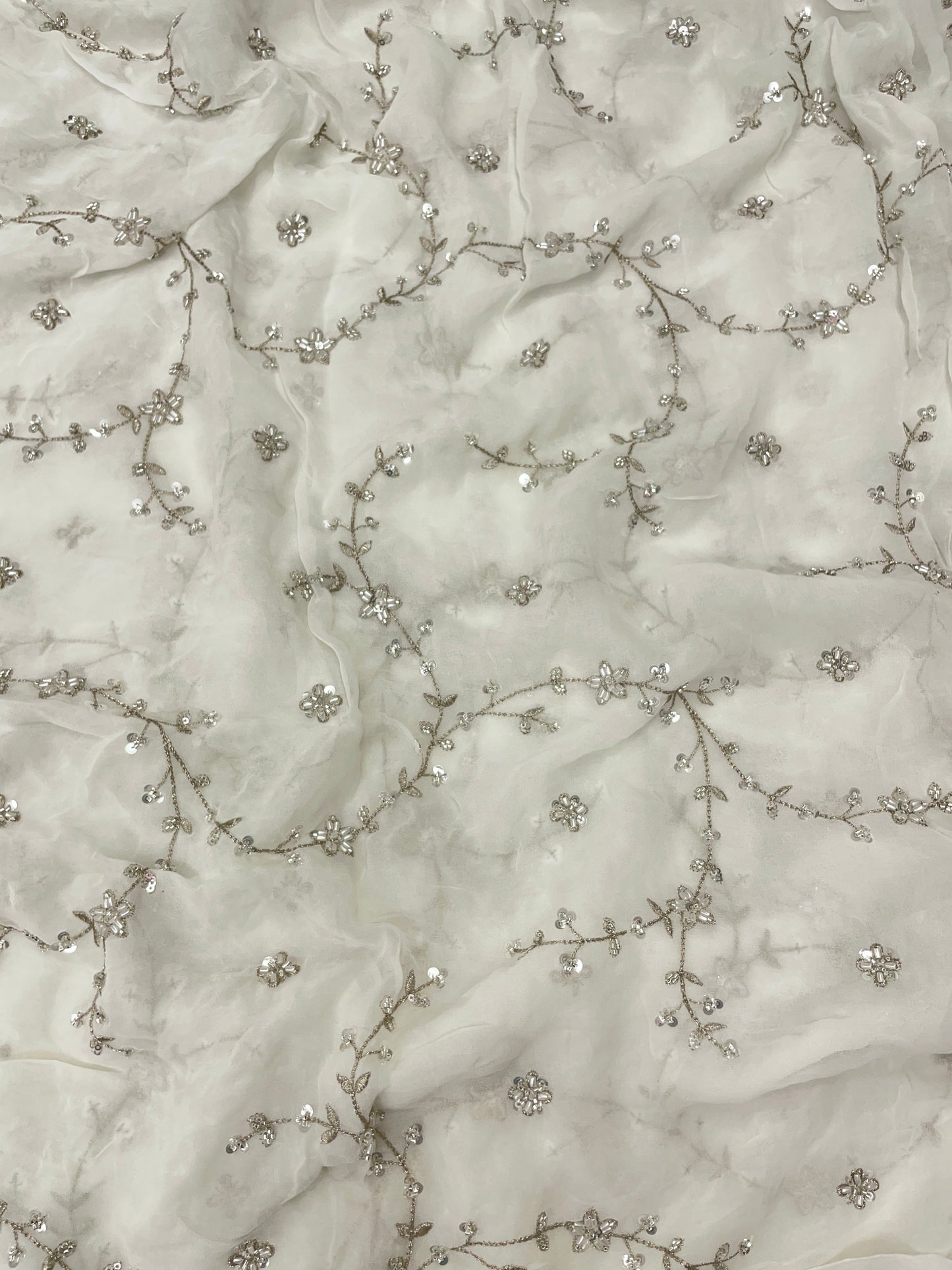 Attractive Embroidery On Dyeable Georgette FAbric 44'inch