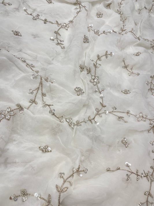 Attractive Embroidery On Dyeable Georgette FAbric 44'inch