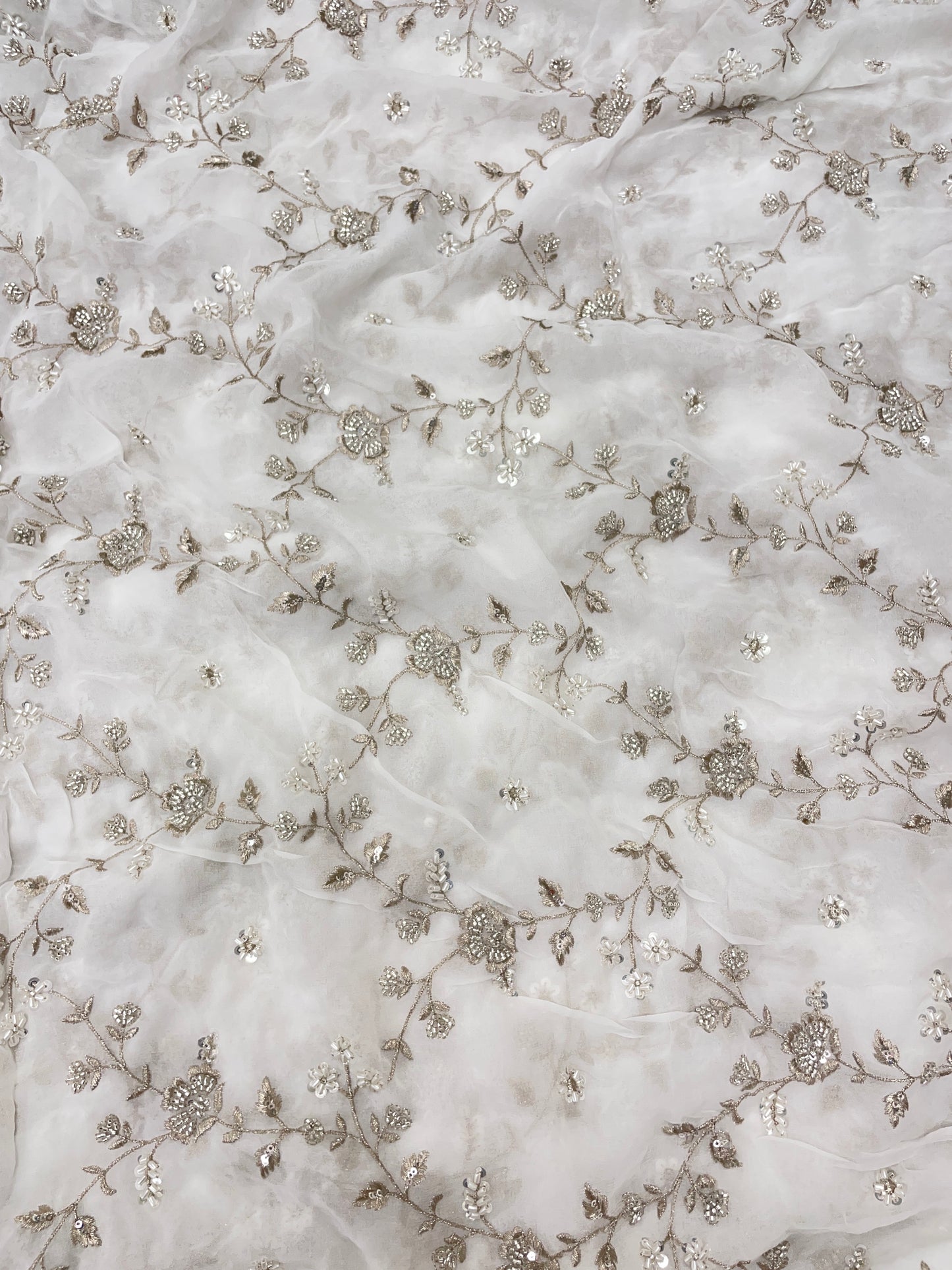 Georgette Embroidery Dyeable Fabric 44"inch