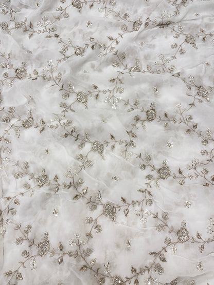 Georgette Embroidery Dyeable Fabric 44"inch