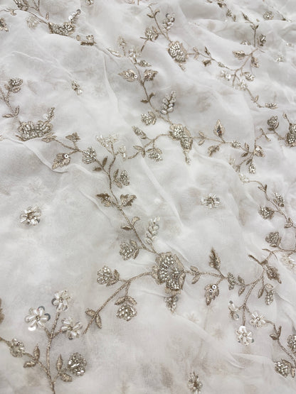 Georgette Embroidery Dyeable Fabric 44"inch