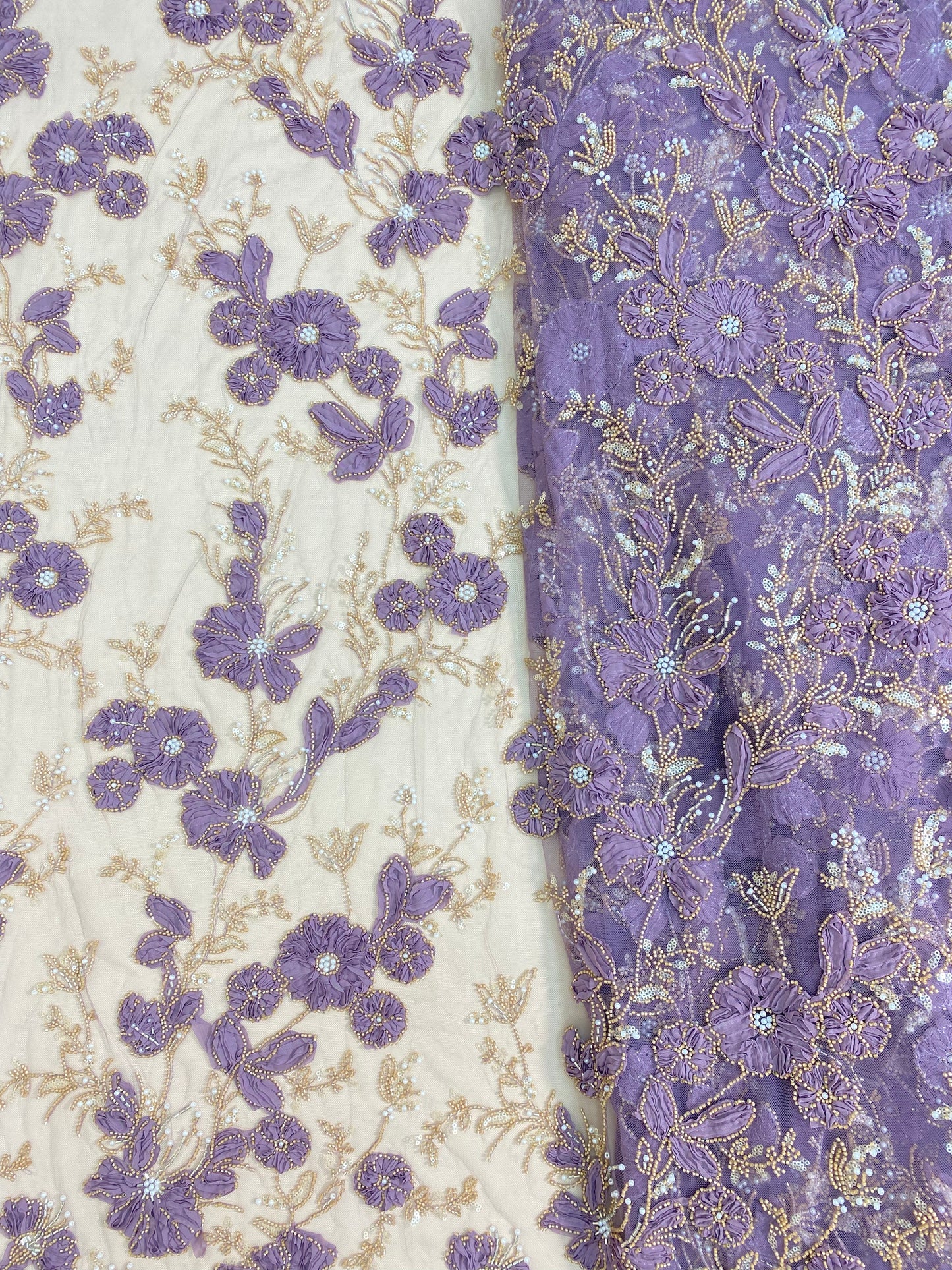 Net Patch Work Beads Embroidery (Color Available) 54"Inch