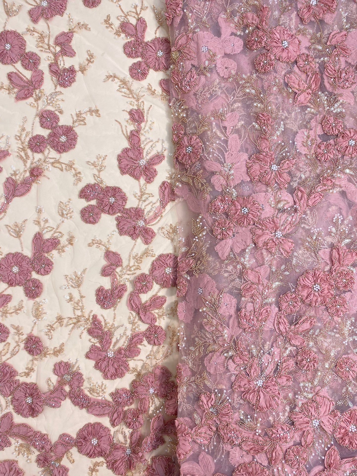 Net Patch Work Beads Embroidery (Color Available) 54"Inch