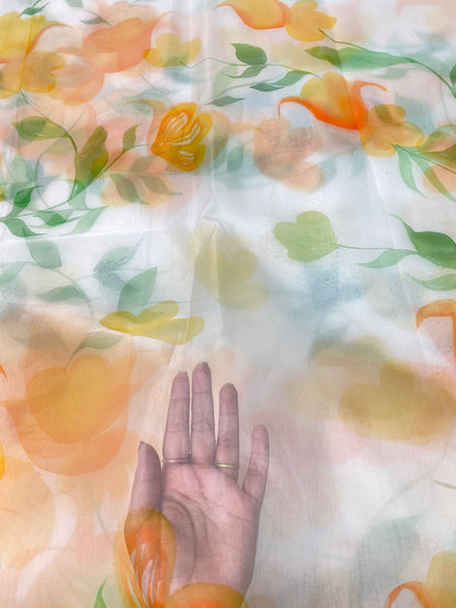 Pure Silk Organza With Handbrush Paint