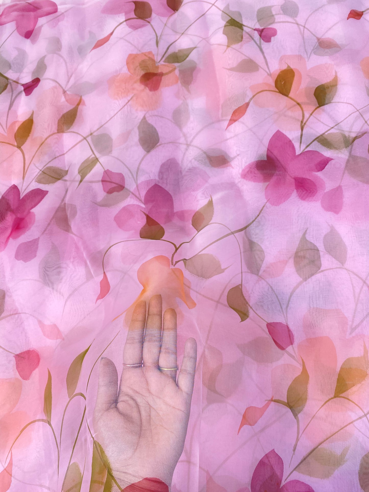 Pure Silk Organza With Handbrush Paint