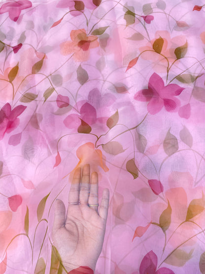 Pure Silk Organza With Handbrush Paint