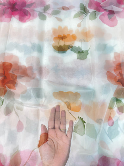 Pure Silk Organza With Handbrush Paint