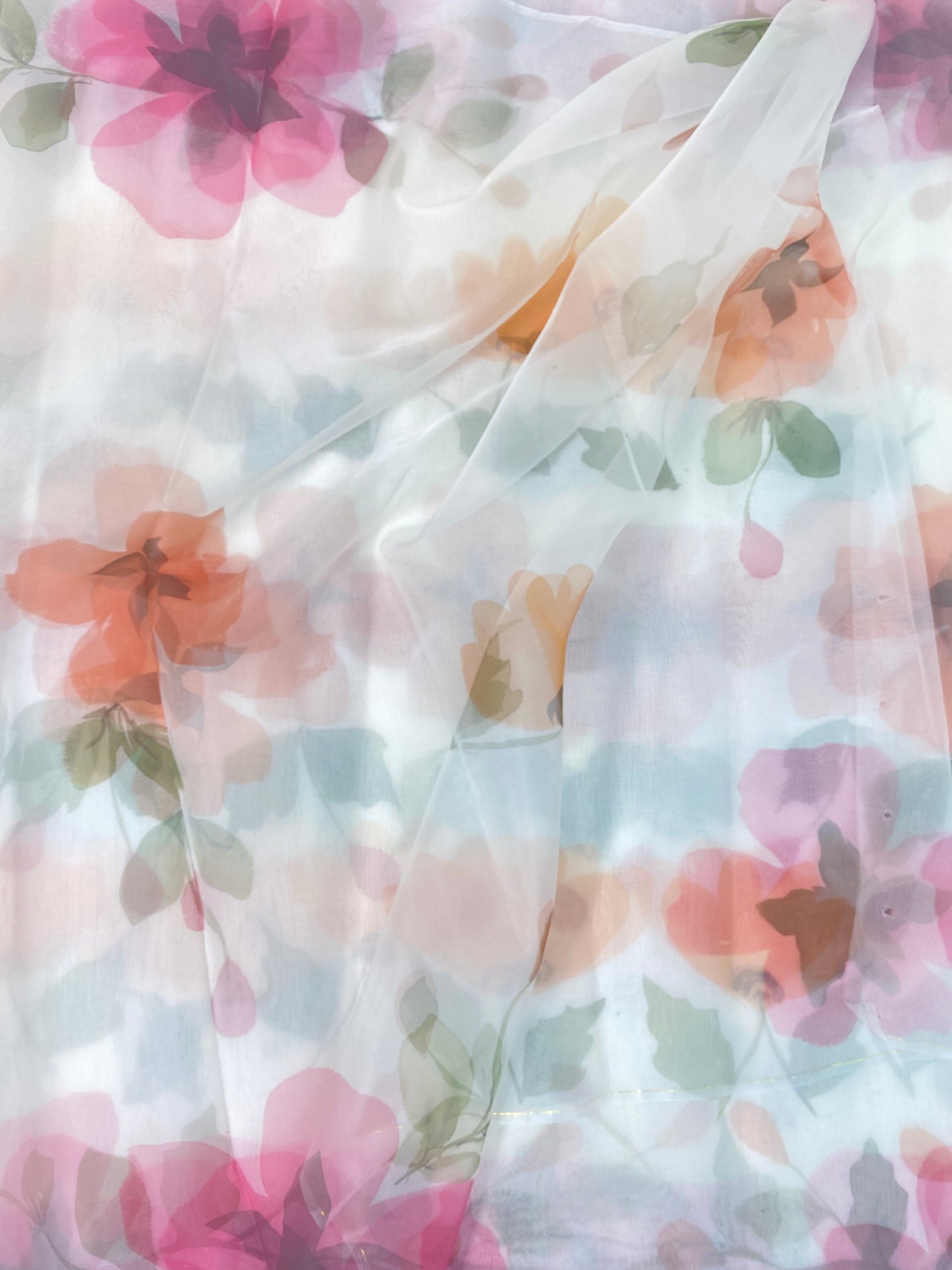 Pure Silk Organza With Handbrush Paint