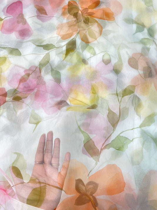 Pure Silk Organza With Handbrush Paint