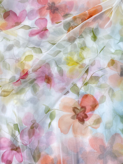 Pure Silk Organza With Handbrush Paint