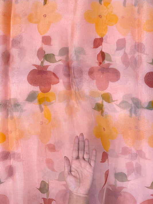 Pure Silk Organza With Handbrush Paint