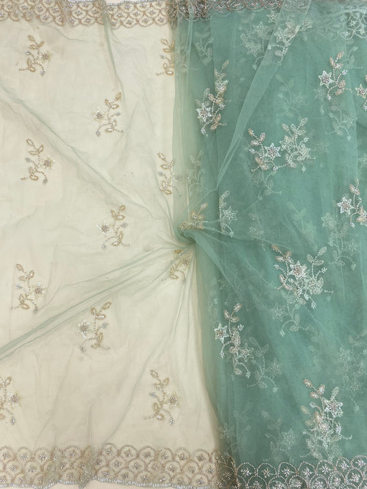 Net Handwork Embroidery Dupatta (Color Available) 54"Inch