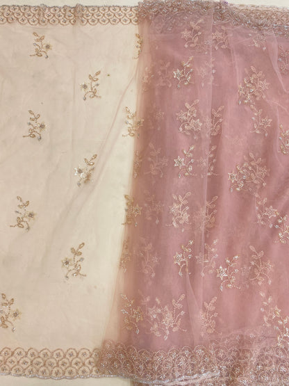 Net Handwork Embroidery Dupatta (Color Available) 54"Inch