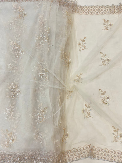 Net Handwork Embroidery Dupatta (Color Available) 54"Inch