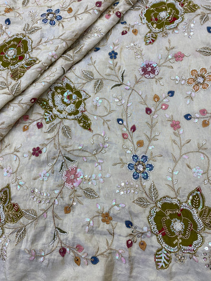 Tissue Bandhni Patchwork With Hand Embroidery (Color Available) 54"Inch