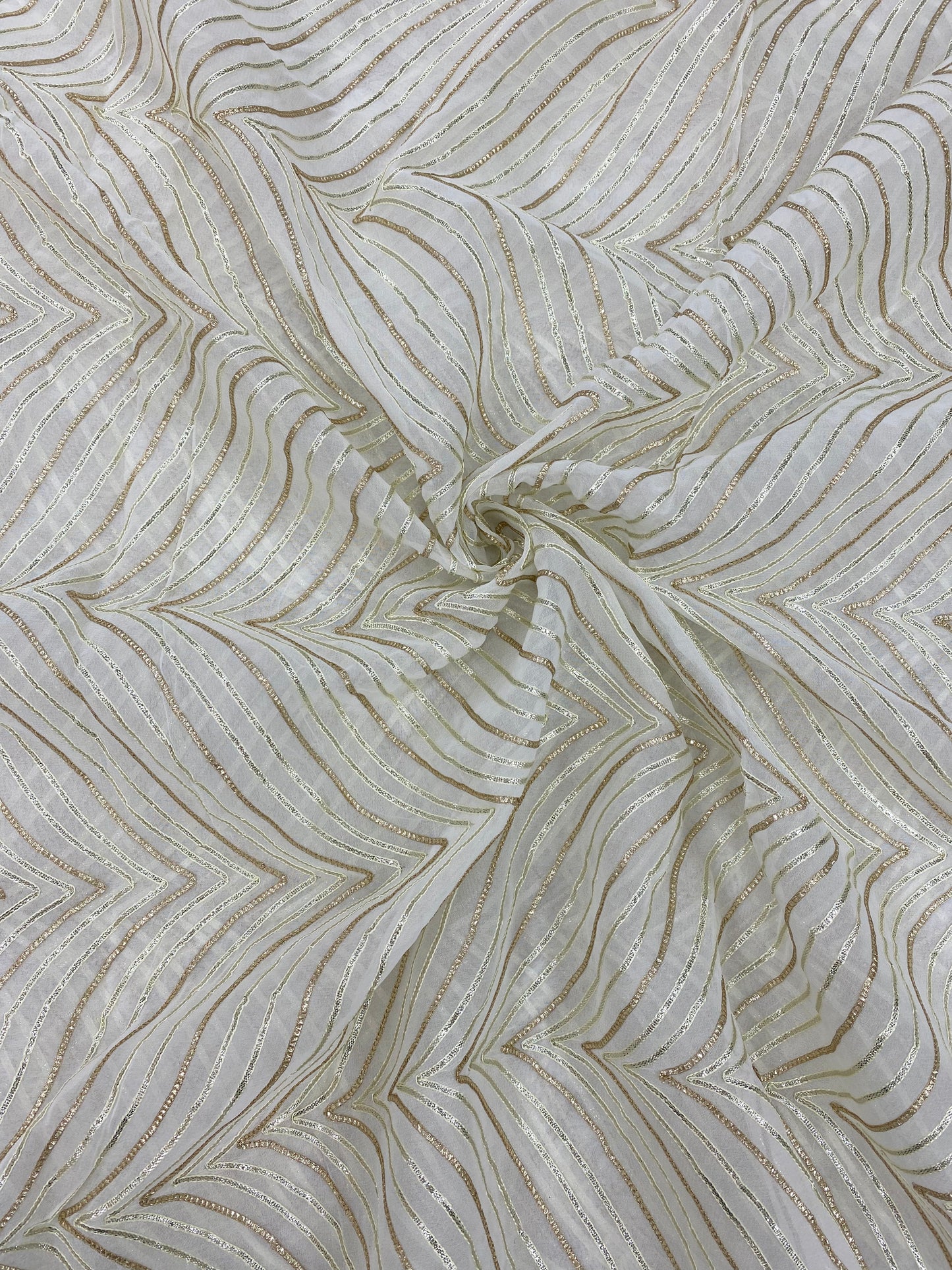 Georgette gotta Work Embroidery Dyeable