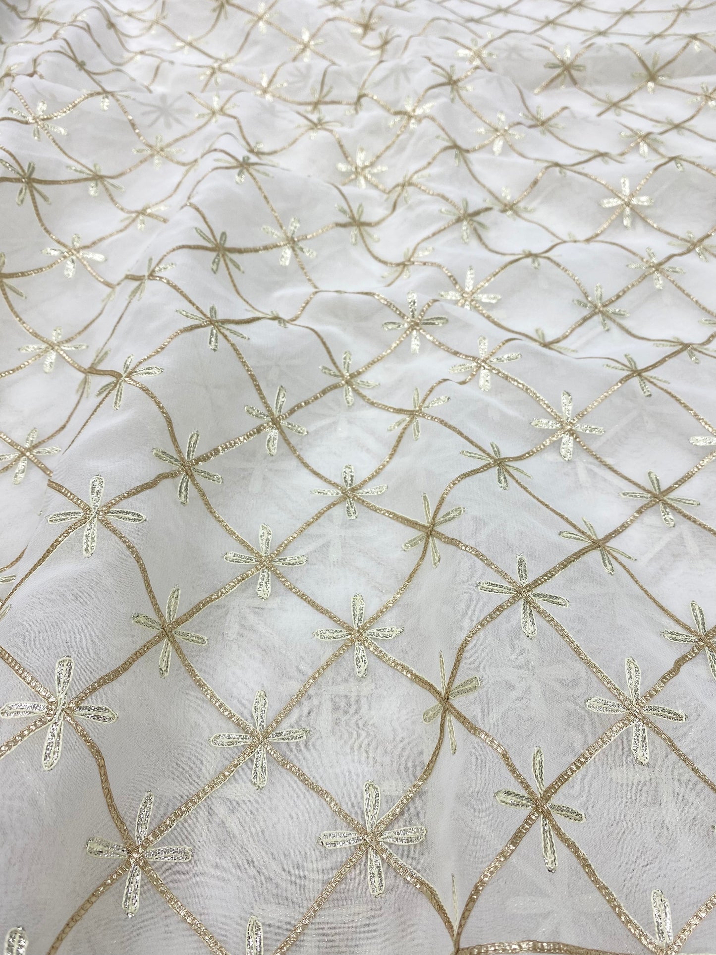 Georgette gotta Work Embroidery Dyeable