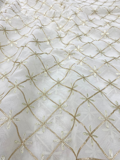 Georgette gotta Work Embroidery Dyeable