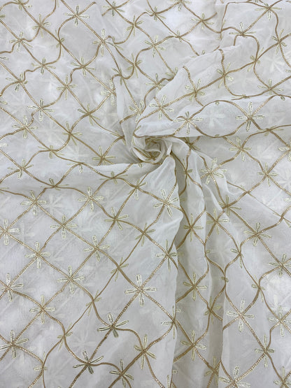 Georgette gotta Work Embroidery Dyeable