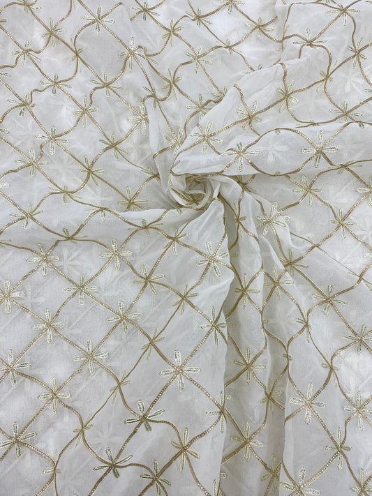 Georgette gotta Work Embroidery Dyeable