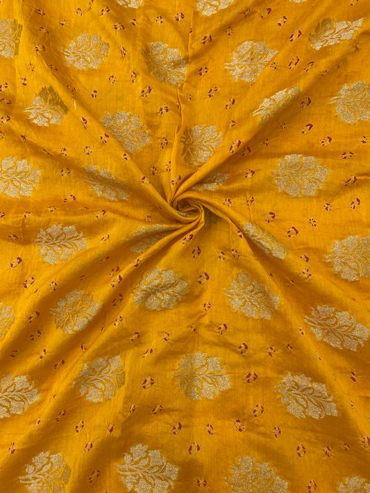 Pure Chanderi Zari Butti With Hand Bandhni (Color Available)